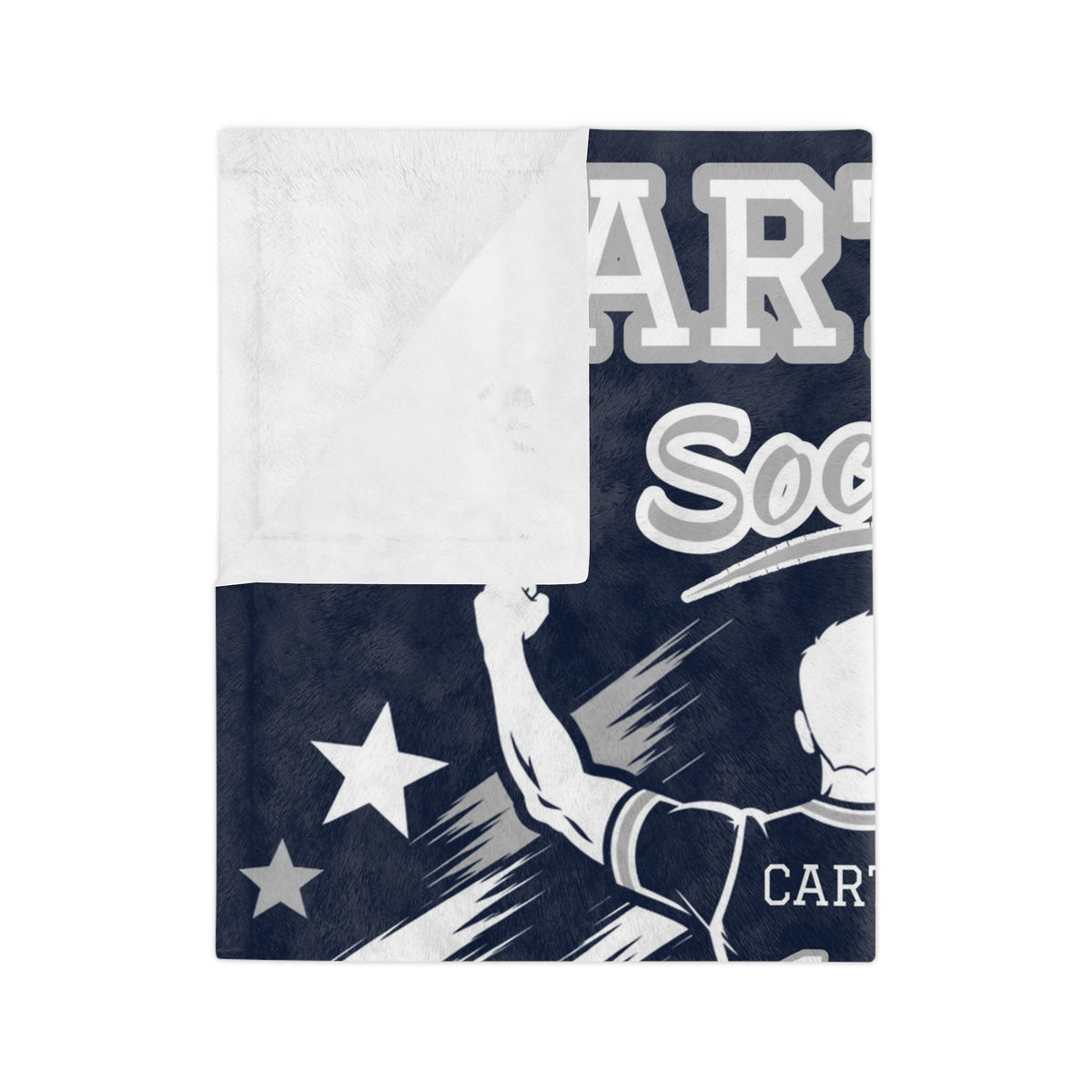 Personalized Boy Soccer Blanket - Player Spotlight Design | Custom Team Name, Number & Player Name | 2 Styles, Your Team Colors | Plush Throw