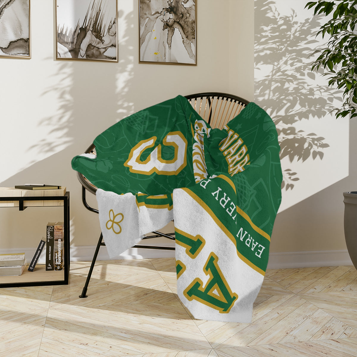 Personalized Basketball Blanket - Varsity Split Design | Custom Team Name, Number or Class Year & Player Name | Basketball Player, Senior Night Gift | Plush Throw