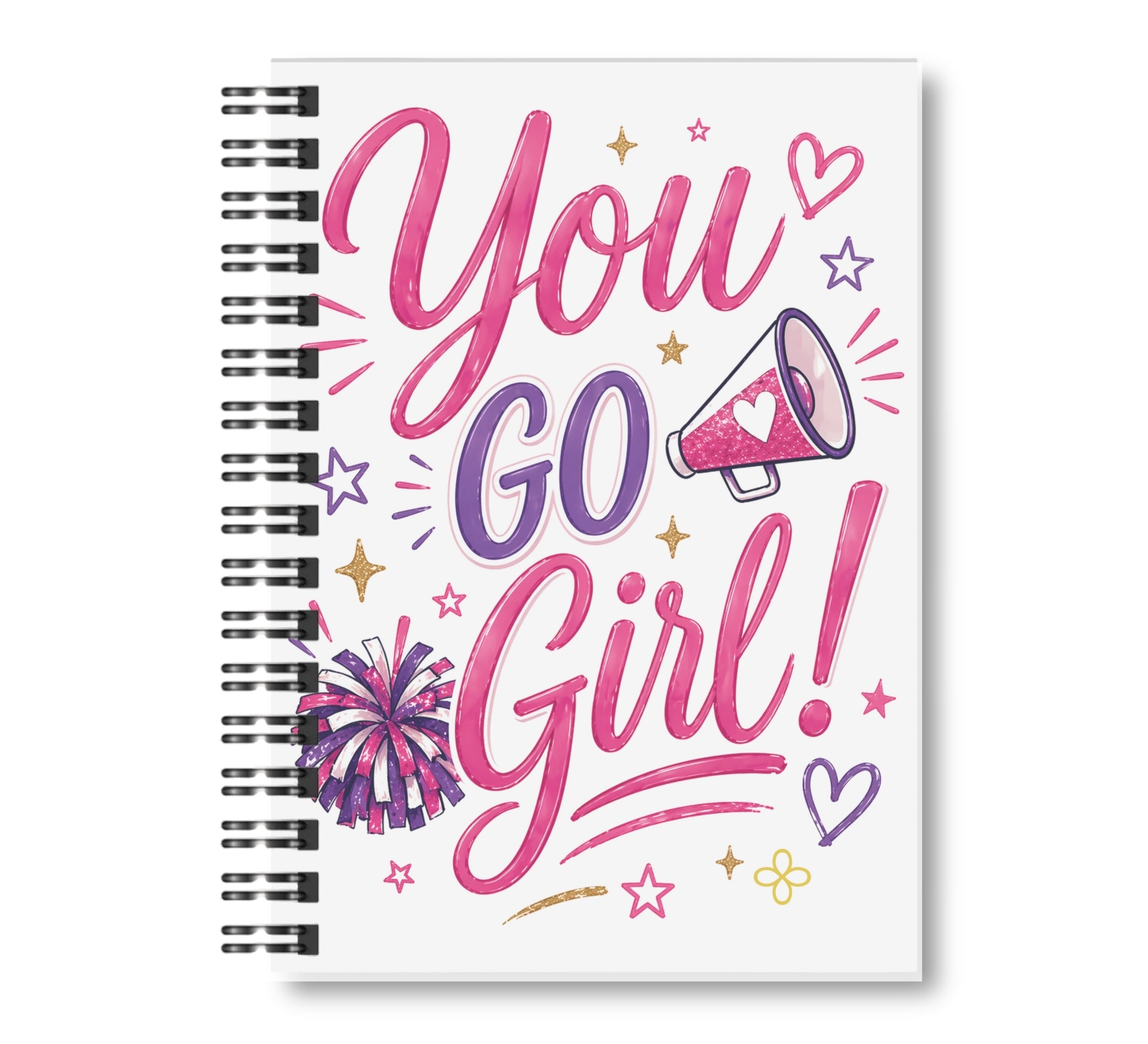 Cheerleading Notebook - 15 Covers to Choose From, Wide Ruled Lined Journal, 100 pages, 8.5"x11" Spiral Bound
