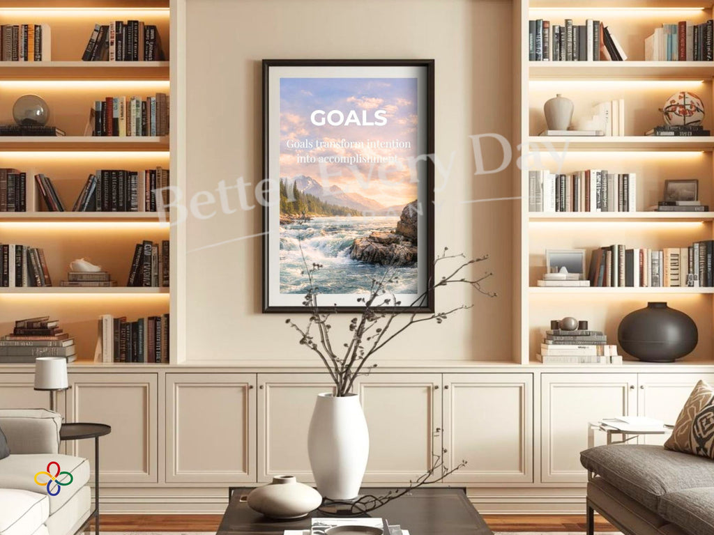 Goals - River Inspirational Poster Print, Quote Poster, Motivational Nature Wall Art (Digital Download) Wallart