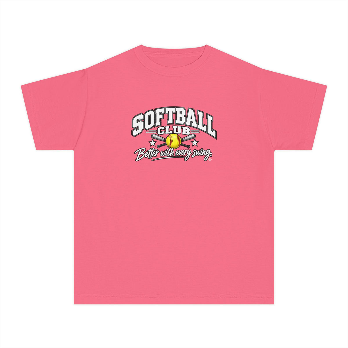 Softball Club Youth T-Shirt | Better With Every Swing | Girls Softball Comfort Colors Youth Tee