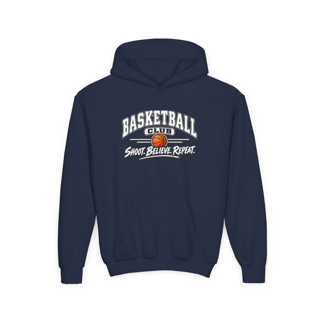 Basketball Club Youth Hoodie | Shoot, Believe, Repeat | Kids Basketball Youth Hoodie