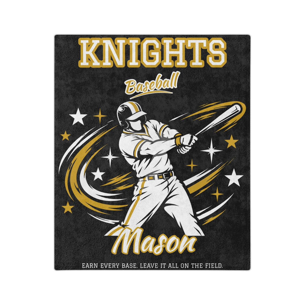 Personalized Baseball Blanket - Player Spotlight Design | Custom Team Name, Number & Player Name | 2 Styles, Your Team Colors | Plush Throw