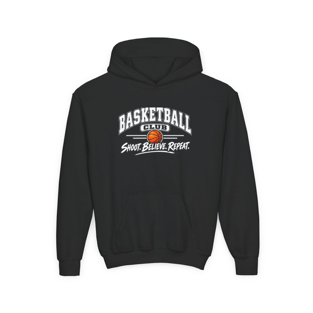 Basketball Club Youth Hoodie | Shoot, Believe, Repeat | Kids Basketball Youth Hoodie