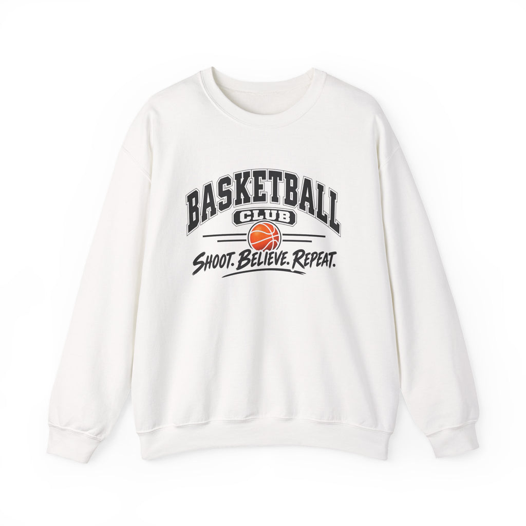 Basketball Club Sweatshirt | Shoot, Believe, Repeat | Basketball Gildan Crewneck