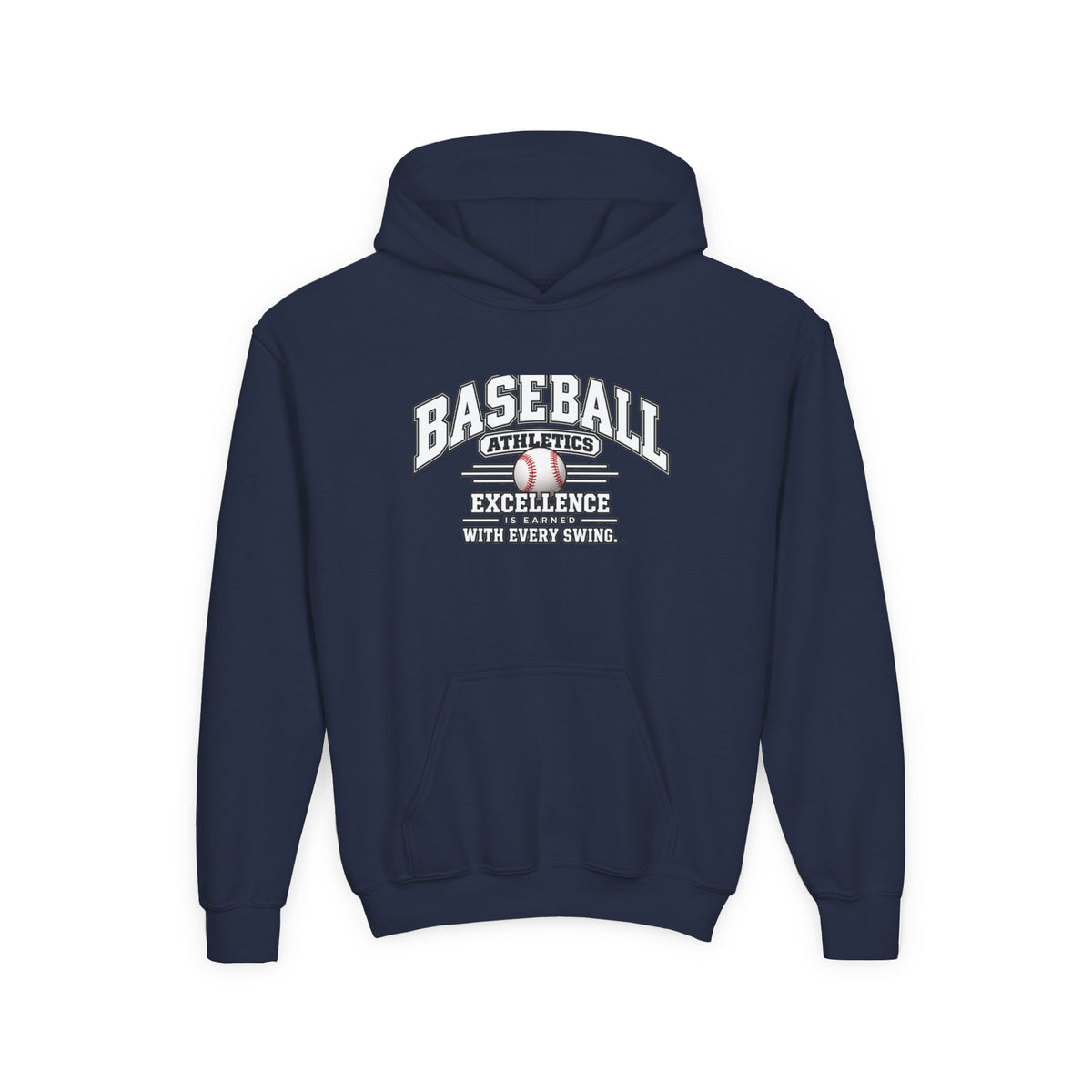Baseball Athletics Youth Hoodie | Excellence Is Earned With Every Swing | Kids Baseball Youth Hoodie