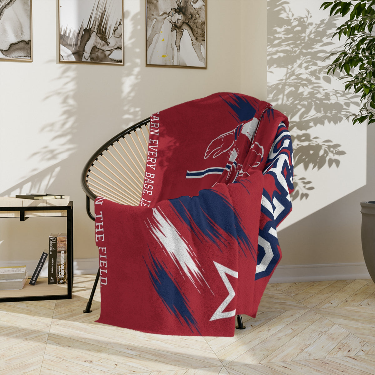 Personalized Baseball Blanket - Player Spotlight Design | Custom Team Name, Number & Player Name | 2 Styles, Your Team Colors | Plush Throw