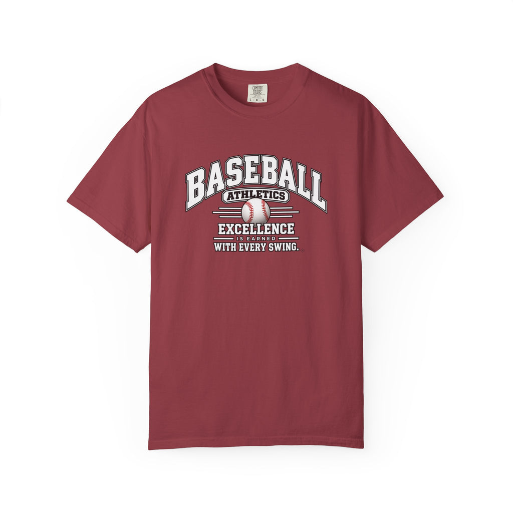 Baseball Athletics T-Shirt | Excellence Is Earned With Every Swing | Baseball Comfort Colors Tee