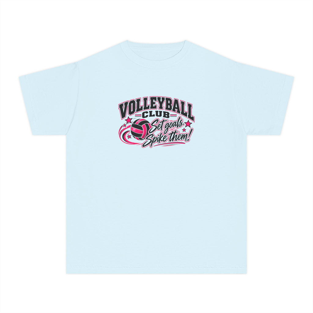 Volleyball Club Youth T-Shirt | Set Goals, Spike Them | Girls Volleyball Comfort Colors Youth Tee