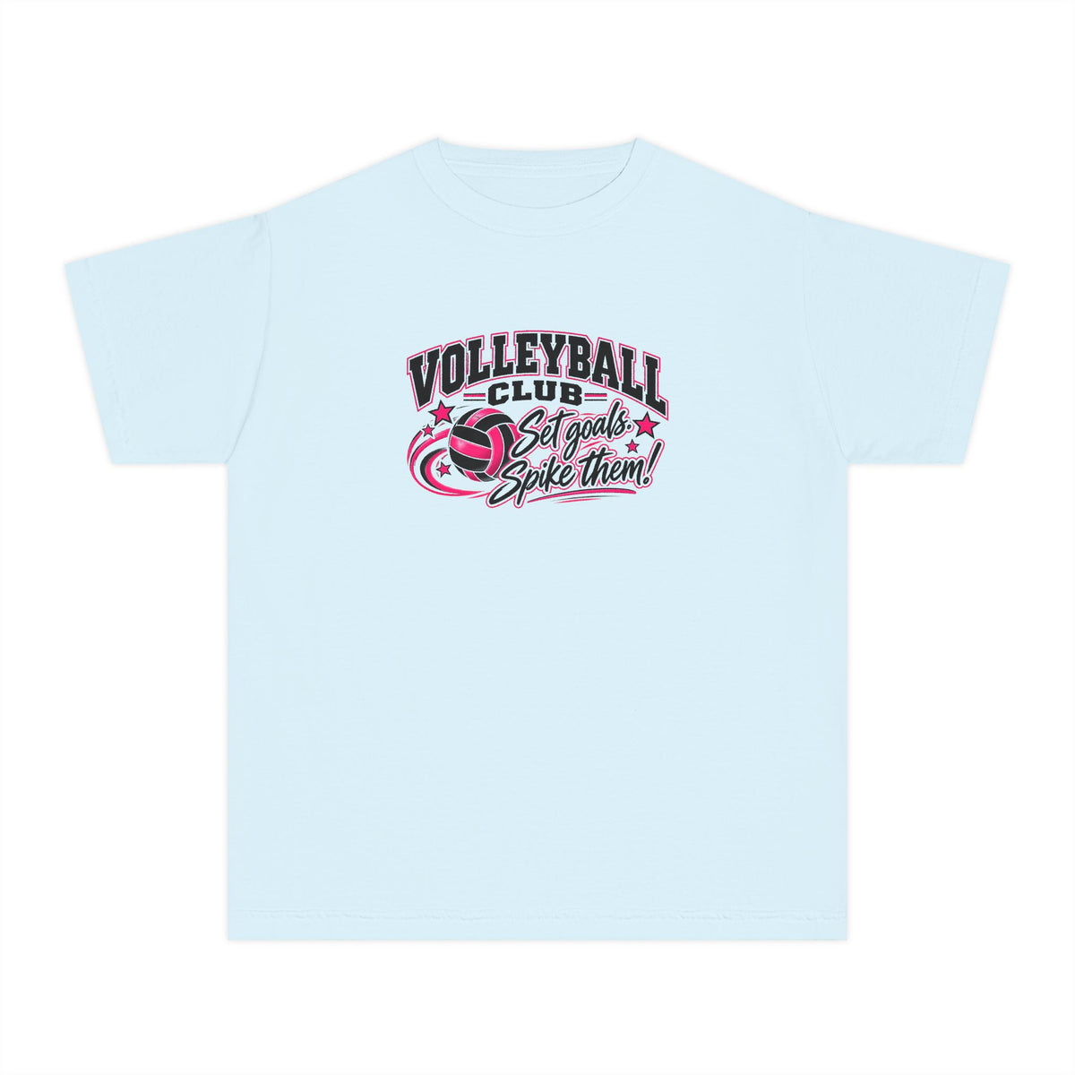 Volleyball Club Youth T-Shirt | Set Goals, Spike Them | Girls Volleyball Comfort Colors Youth Tee