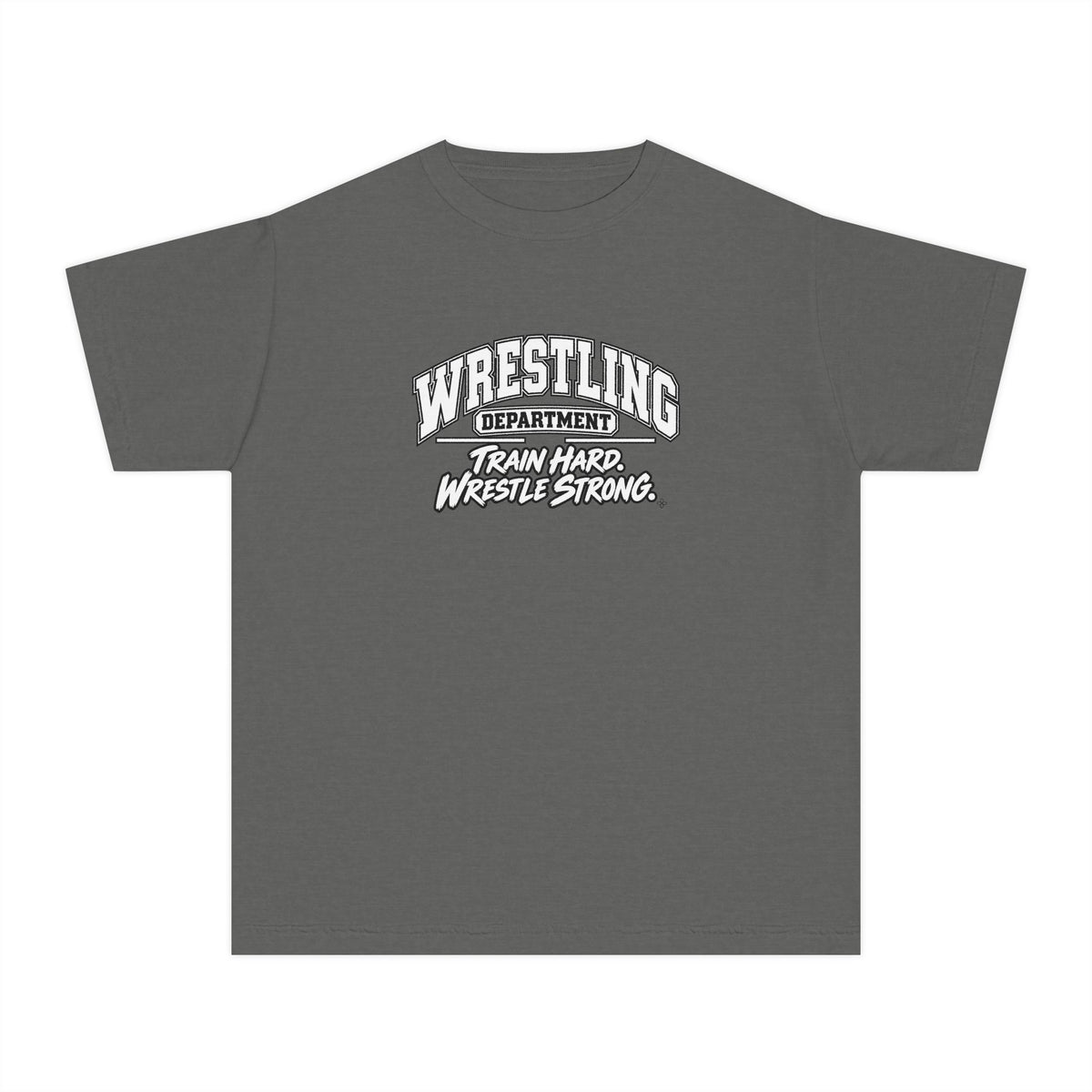 Wrestling Department Youth T-Shirt | Train Hard, Wrestle Strong | Kids Wrestling Comfort Colors Youth Tee