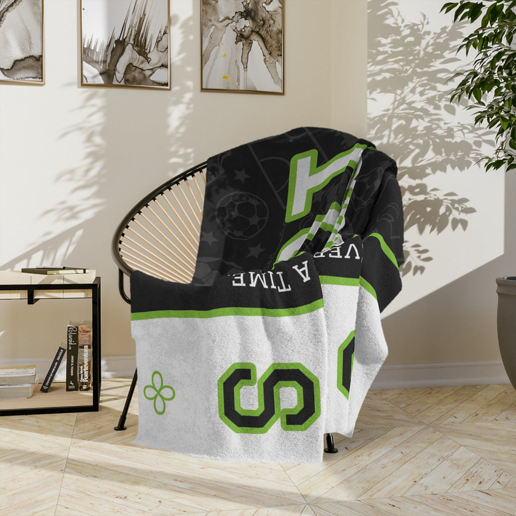 Personalized Soccer Blanket - Varsity Split Design | Custom Team Name, Number or Class Year & Player Name | Soccer Player, Senior Night Gift | Plush Throw