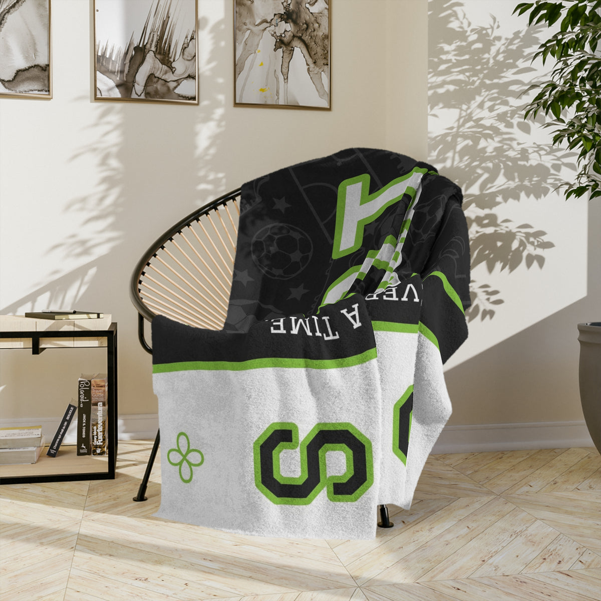 Personalized Soccer Blanket - Varsity Split Design | Custom Team Name, Number or Class Year & Player Name | Soccer Player, Senior Night Gift | Plush Throw