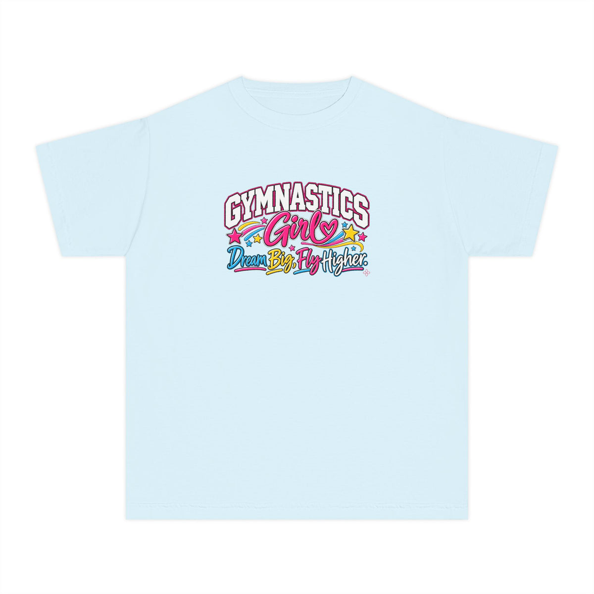 Gymnastics Girl Youth T-Shirt | Dream Big, Fly Higher | Girls Gymnastics Comfort Colors Youth Tee
