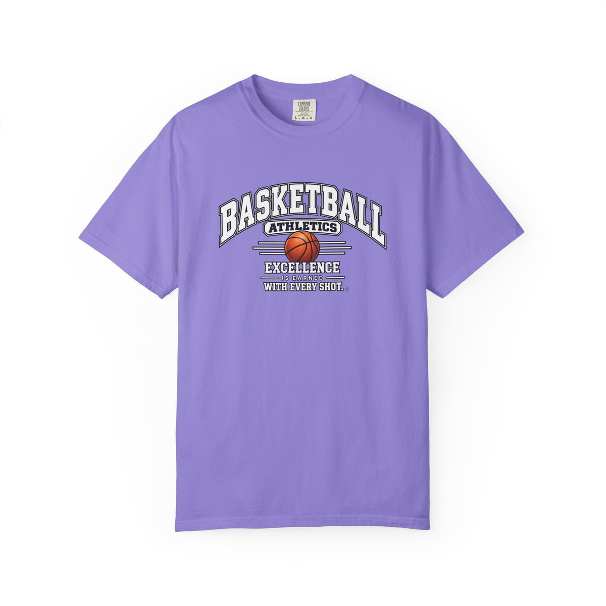 Basketball Athletics T-Shirt | Excellence Is Earned With Every Shot | Basketball Comfort Colors Tee