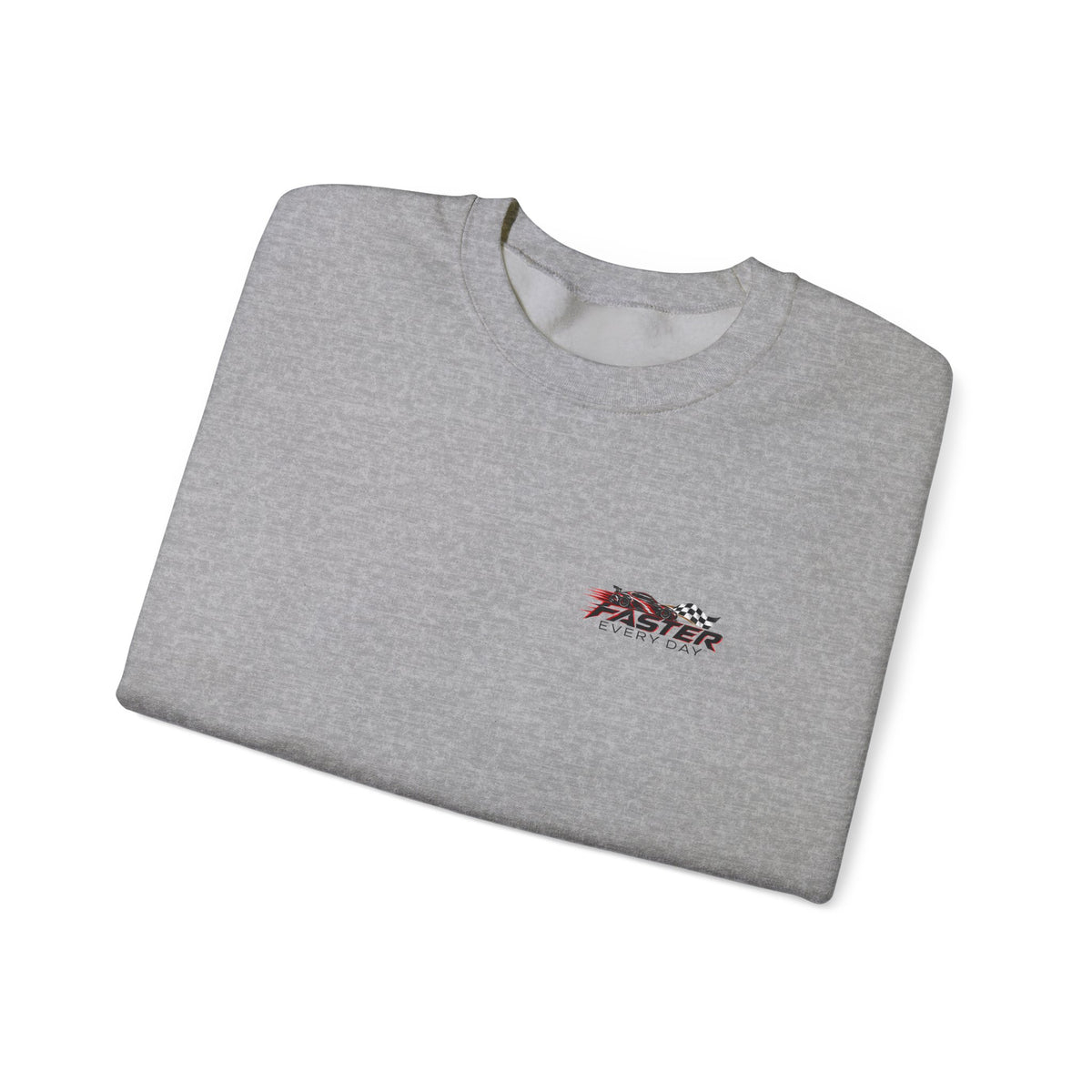 Faster Every Day Sports Car Sweatshirt | Driven to Be Better | Front Logo and Back Print | Gildan Crewneck Sweatshirt