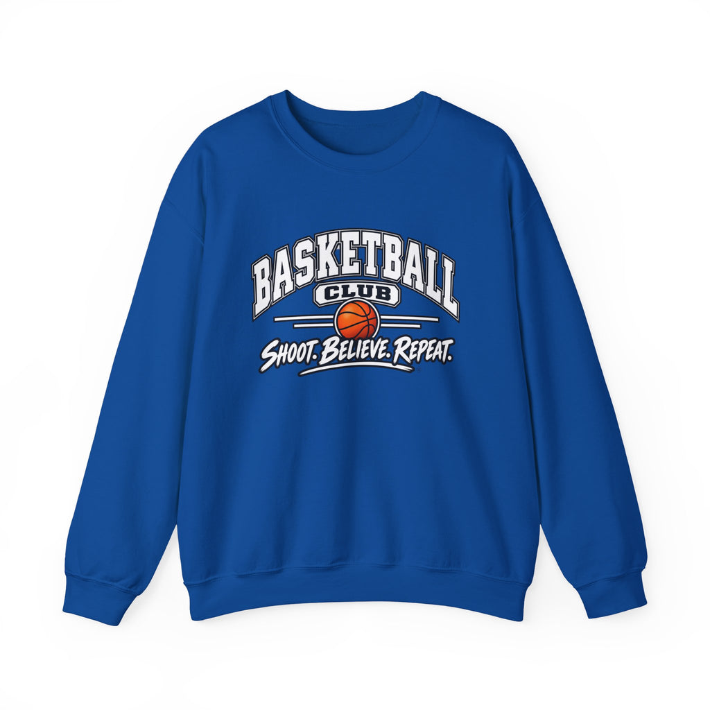 Basketball Club Sweatshirt | Shoot, Believe, Repeat | Basketball Gildan Crewneck