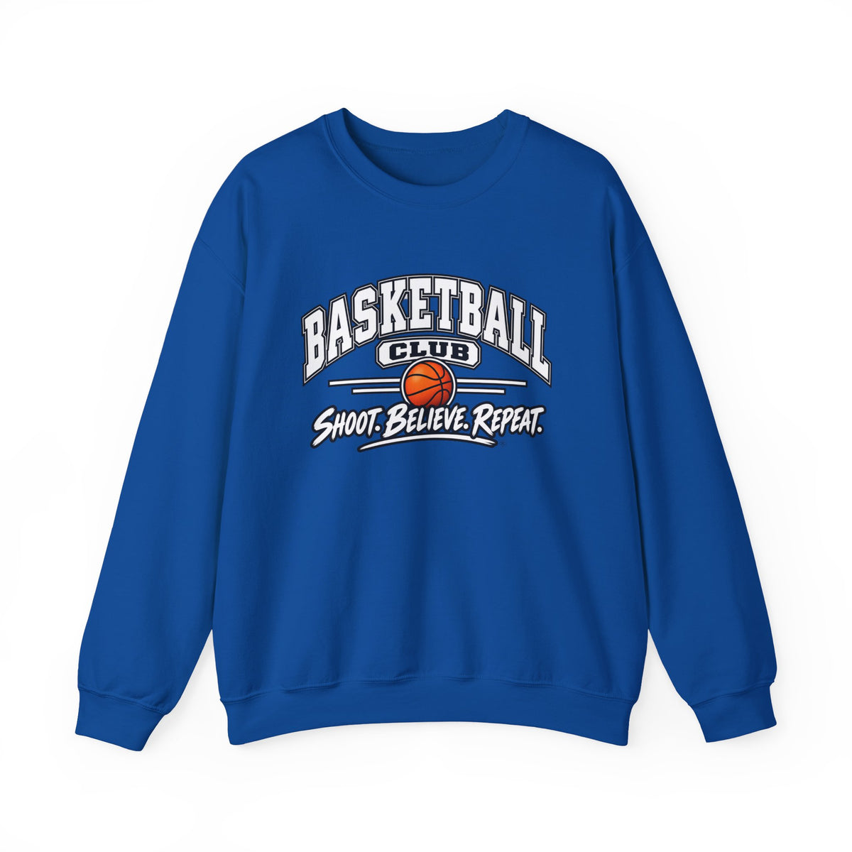 Basketball Club Sweatshirt | Shoot, Believe, Repeat | Basketball Gildan Crewneck