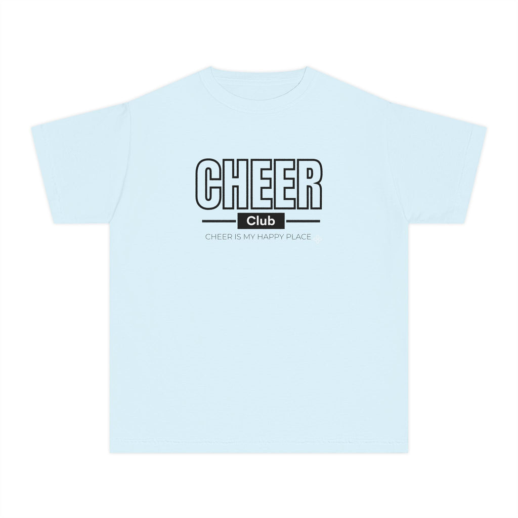 Cheer Club Youth T-Shirt | Cheer Is My Happy Place | Girls Cheer Comfort Colors Youth Tee