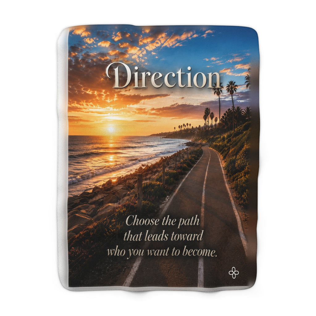 Direction Motivational Sherpa Blanket | Inspirational Quote Sherpa Fleece Throw | Uplifting Gift | Better Every Day