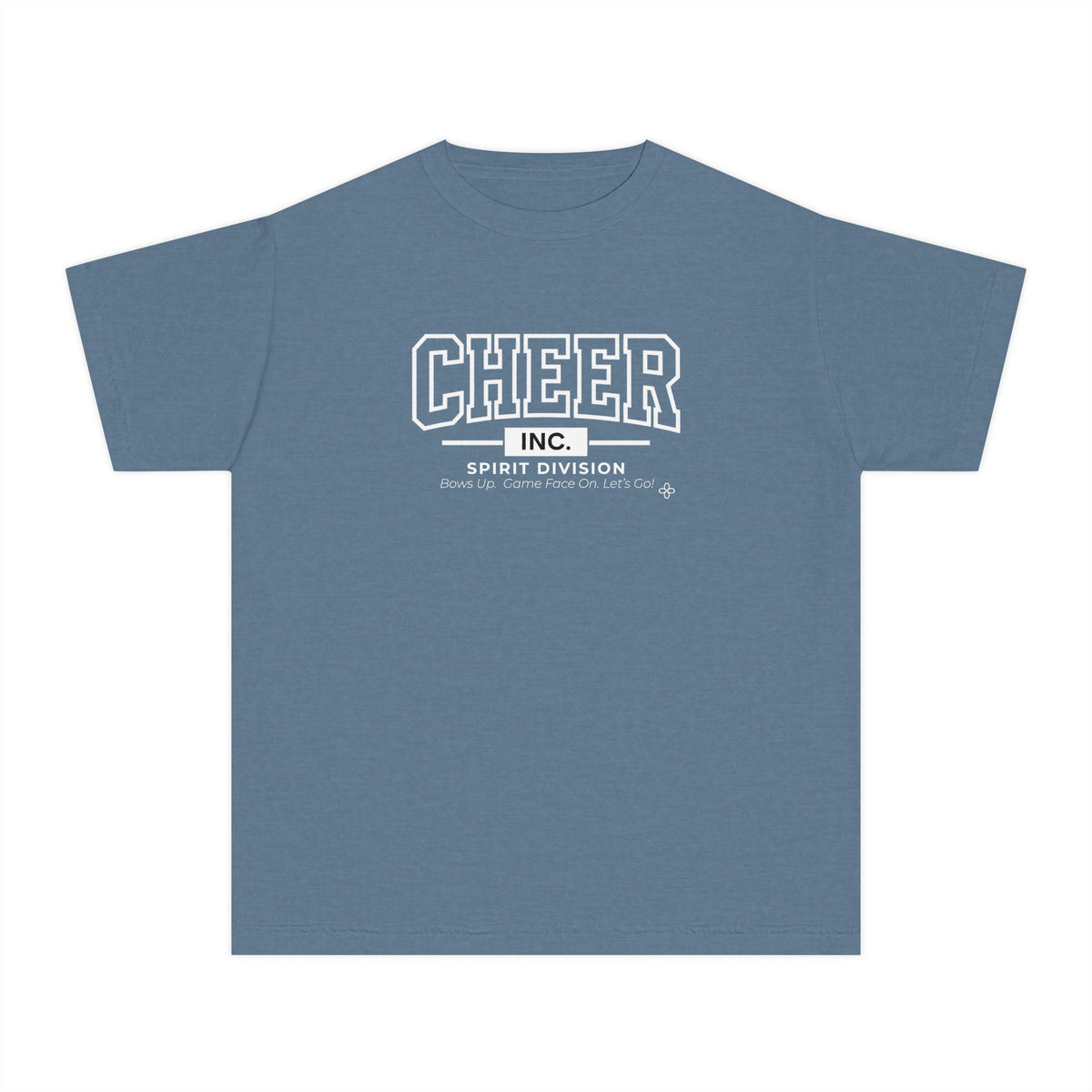 Cheer Inc. Spirit Division Youth T-Shirt | Bows Up, Game Face On, Let's Go | Girls Cheer Comfort Colors Youth Tee