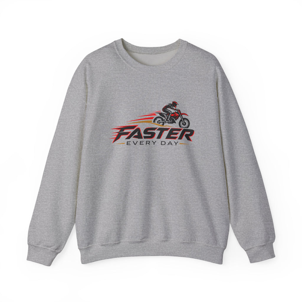 Faster Every Day Dirt Bike Logo Sweatshirt | Motocross Gift | Gildan Crewneck Sweatshirt