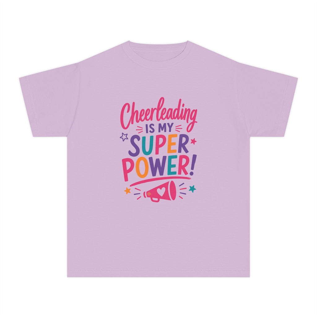Cheerleading Is My Superpower Youth T-Shirt | Cheerleader Gift | Girls Cheer Comfort Colors Youth Tee