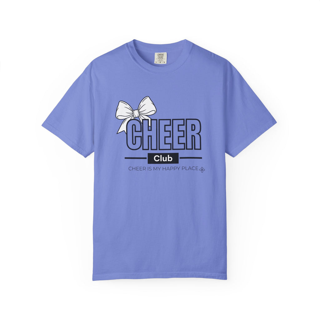 Cheer Club Bow T-Shirt | Cheer Bow, Cheer Is My Happy Place | Cheer Comfort Colors Tee