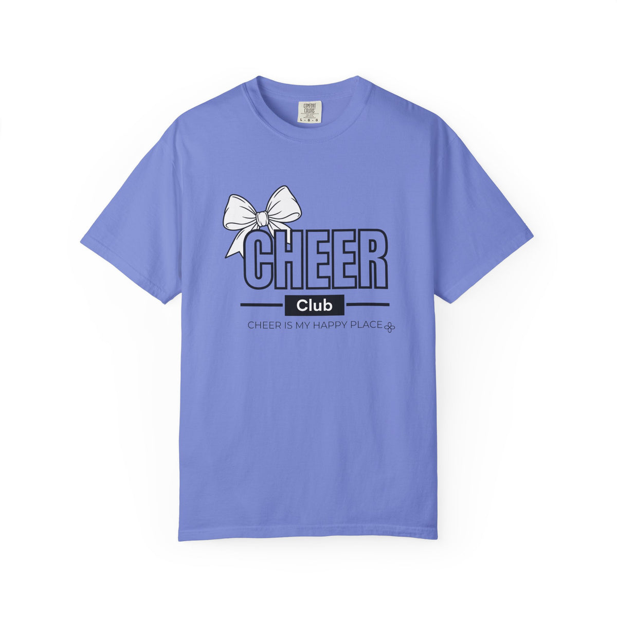 Cheer Club Bow T-Shirt | Cheer Bow, Cheer Is My Happy Place | Cheer Comfort Colors Tee