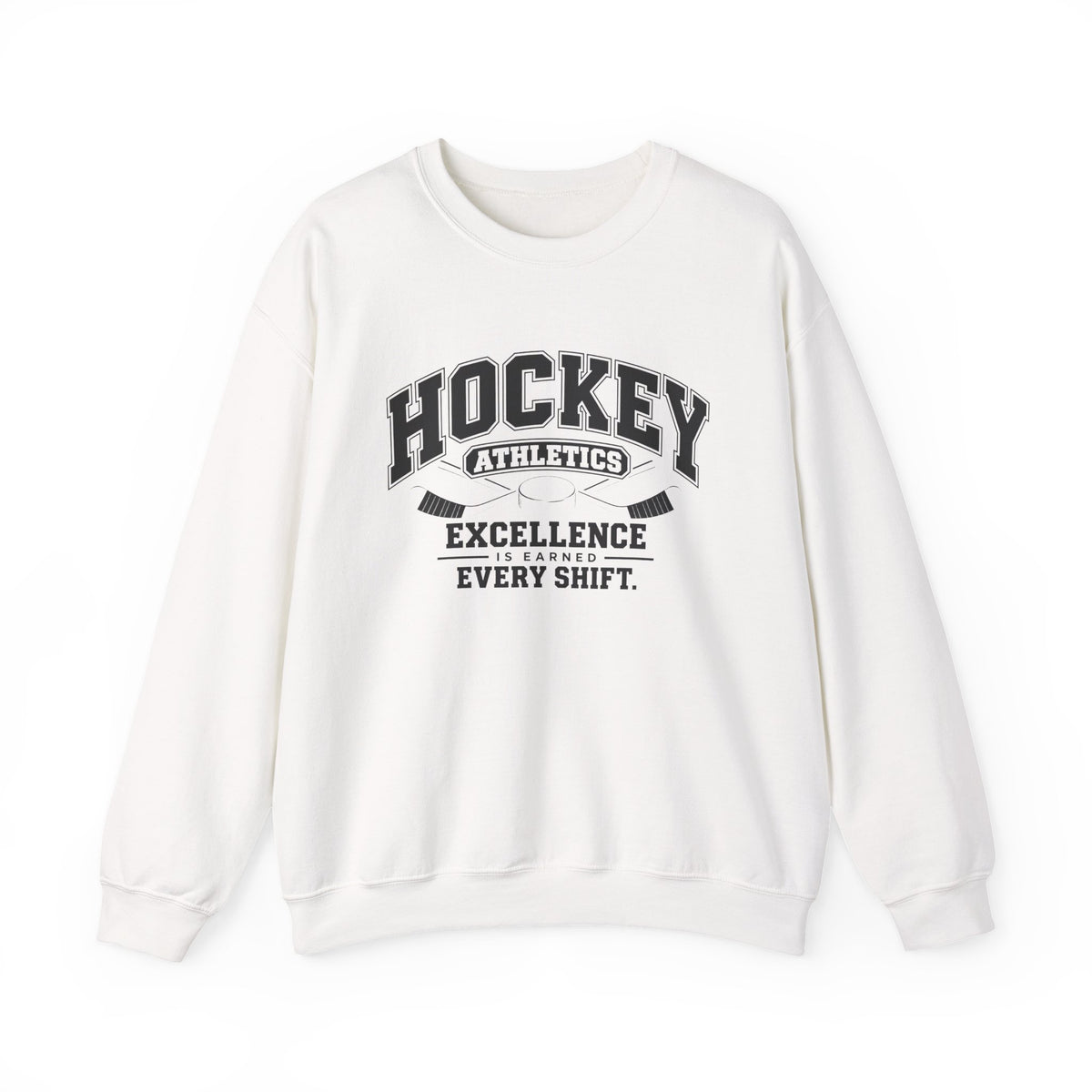 Hockey Athletics Sweatshirt | Excellence Is Earned Every Shift | Hockey Gildan Crewneck