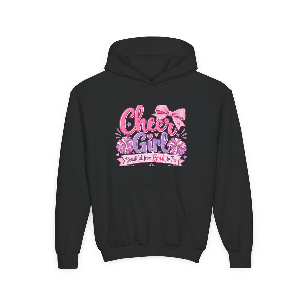 Cheer Girl Youth Hoodie | Beautiful From Bow to Toe | Girls Cheer Youth Hoodie