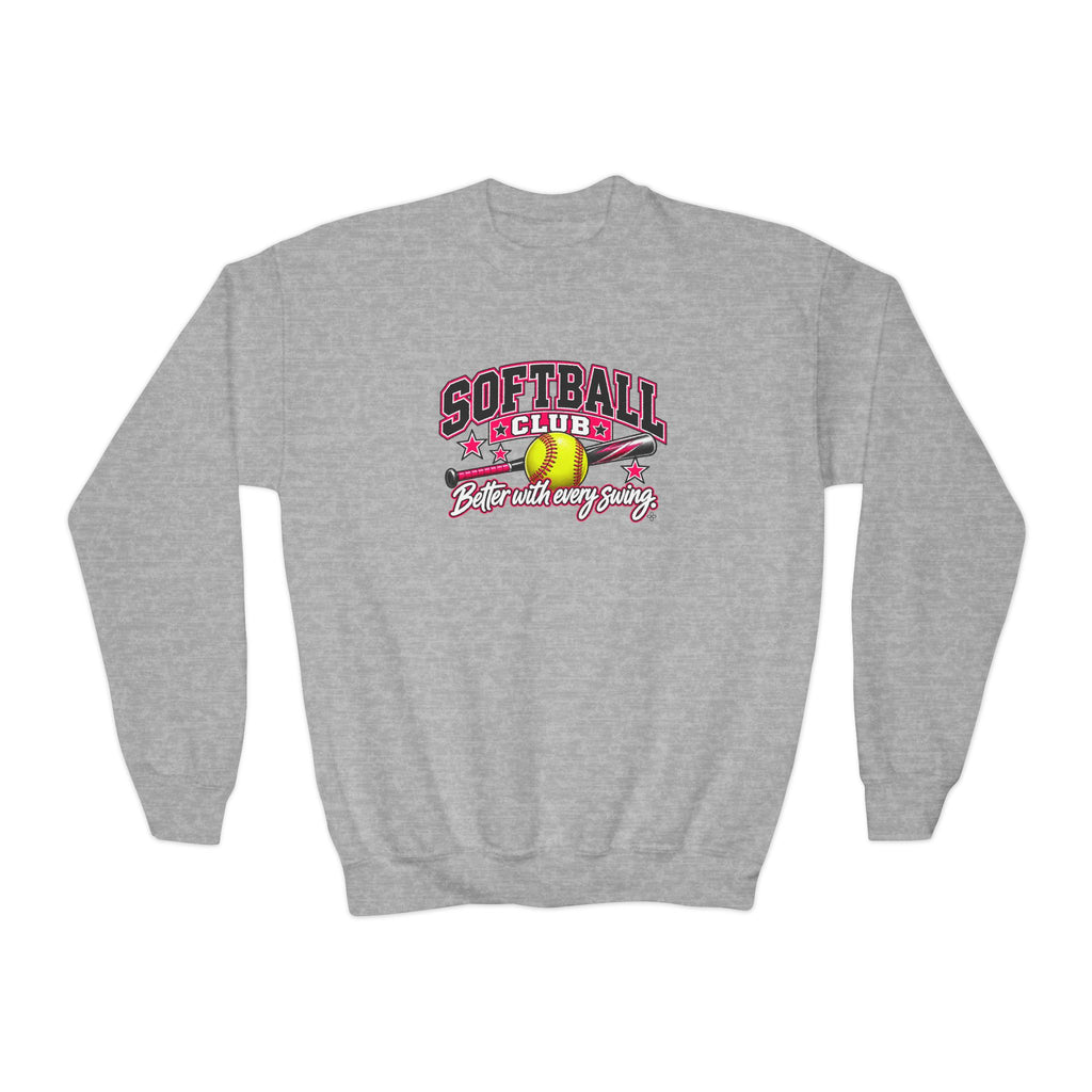 Softball Club Youth Sweatshirt | Better With Every Swing | Girls Softball Youth Crewneck
