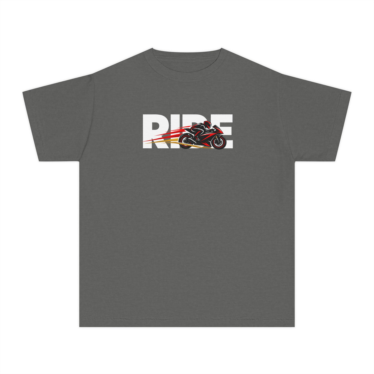 RIDE Sport Bike Youth T-Shirt | Sport Bike Rider Graphic | Kids Comfort Colors Youth Tee