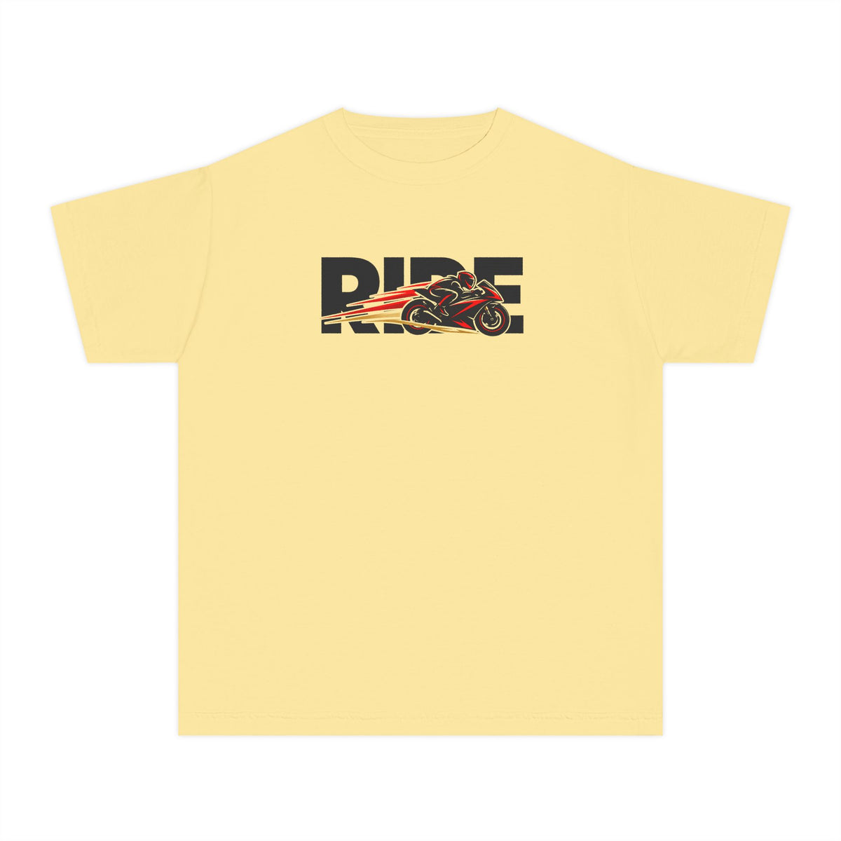 RIDE Sport Bike Youth T-Shirt | Sport Bike Rider Graphic | Kids Comfort Colors Youth Tee