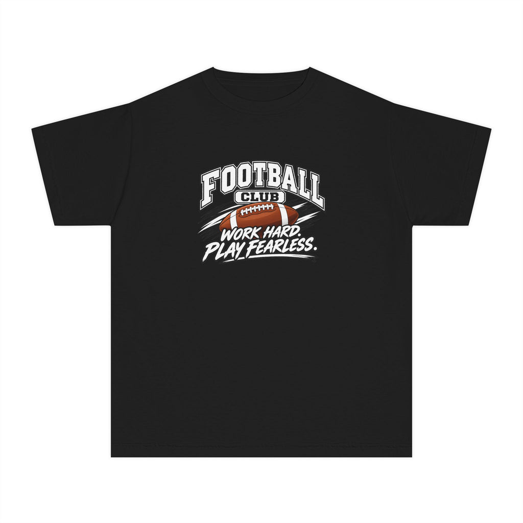 Football Club Youth T-Shirt | Work Hard, Play Fearless | Kids Football Comfort Colors Youth Tee