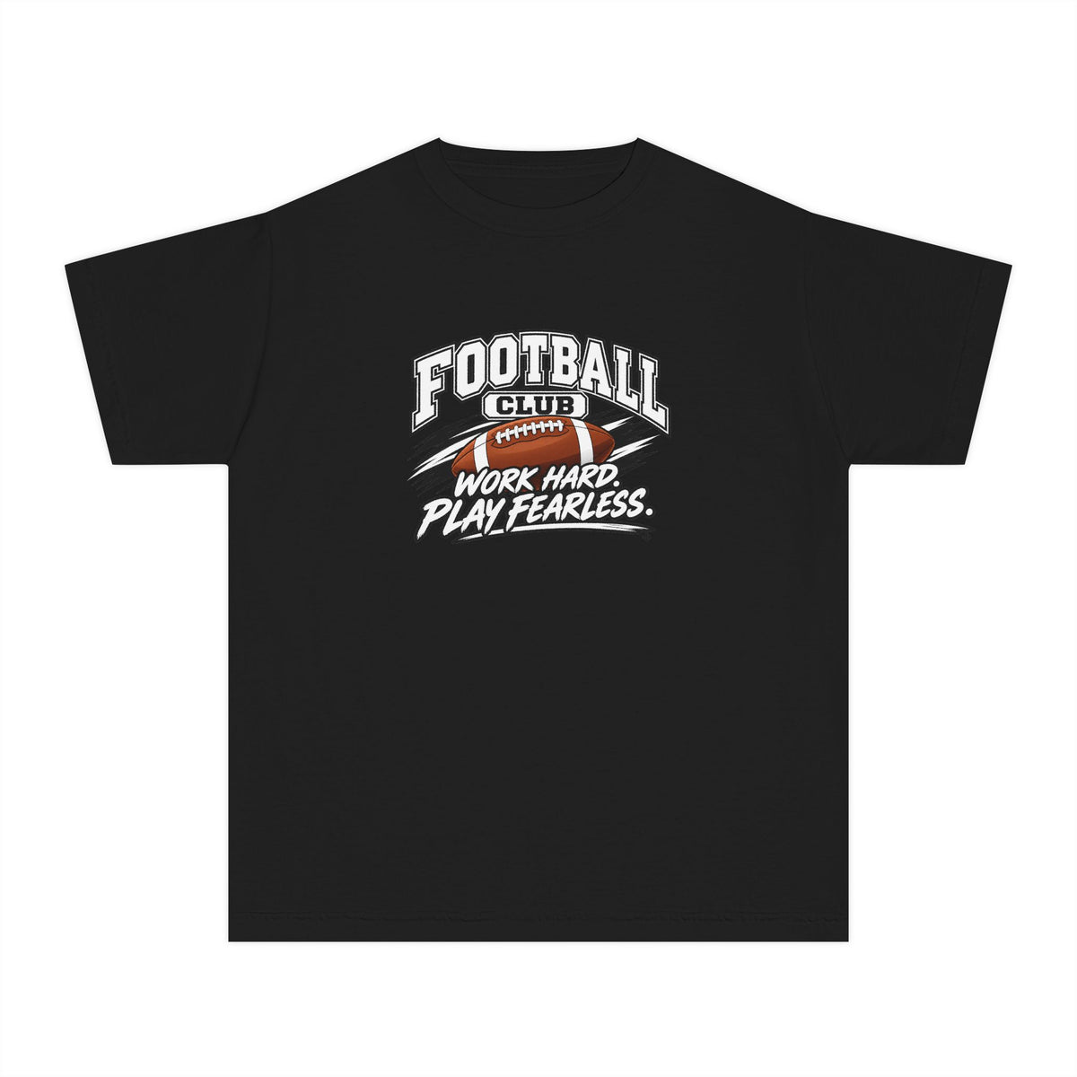 Football Club Youth T-Shirt | Work Hard, Play Fearless | Kids Football Comfort Colors Youth Tee
