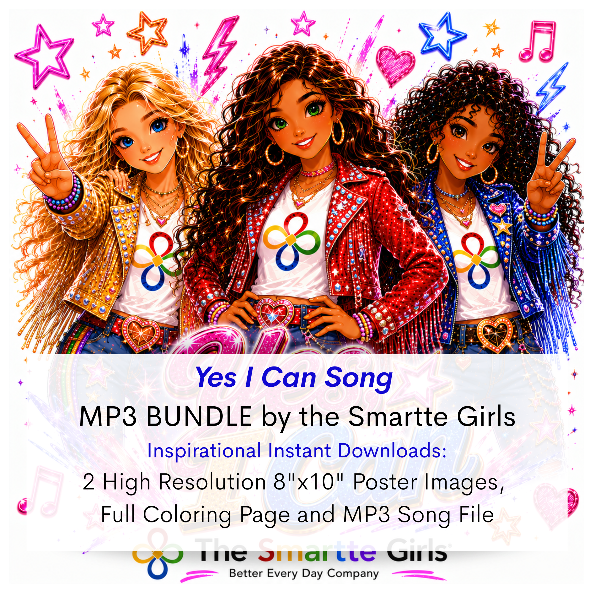 Yes I Can Song MP3, Poster and Coloring Page BUNDLE by the Smartte Girls