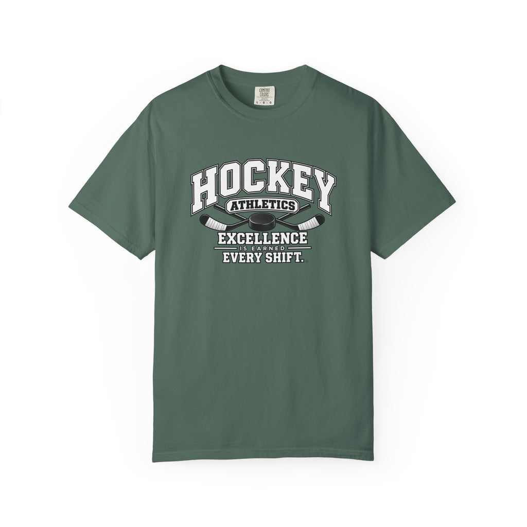 Hockey Athletics T-Shirt | Excellence Is Earned Every Shift | Hockey Comfort Colors Tee