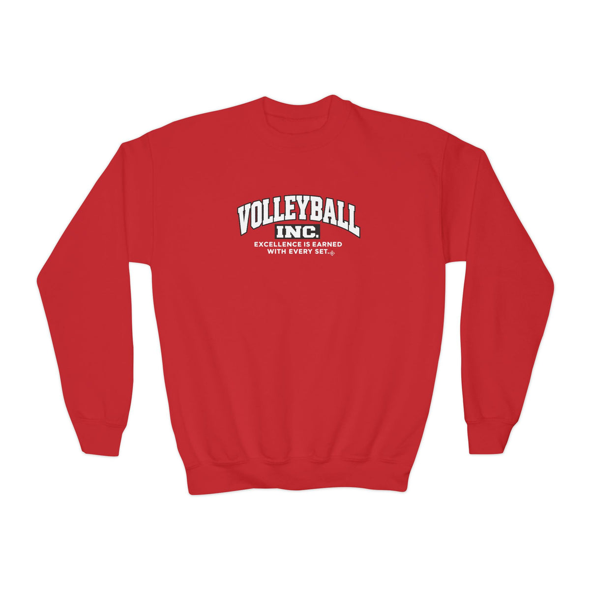 Volleyball Inc. Youth Sweatshirt | Excellence Is Earned With Every Set | Girls Volleyball Youth Crewneck
