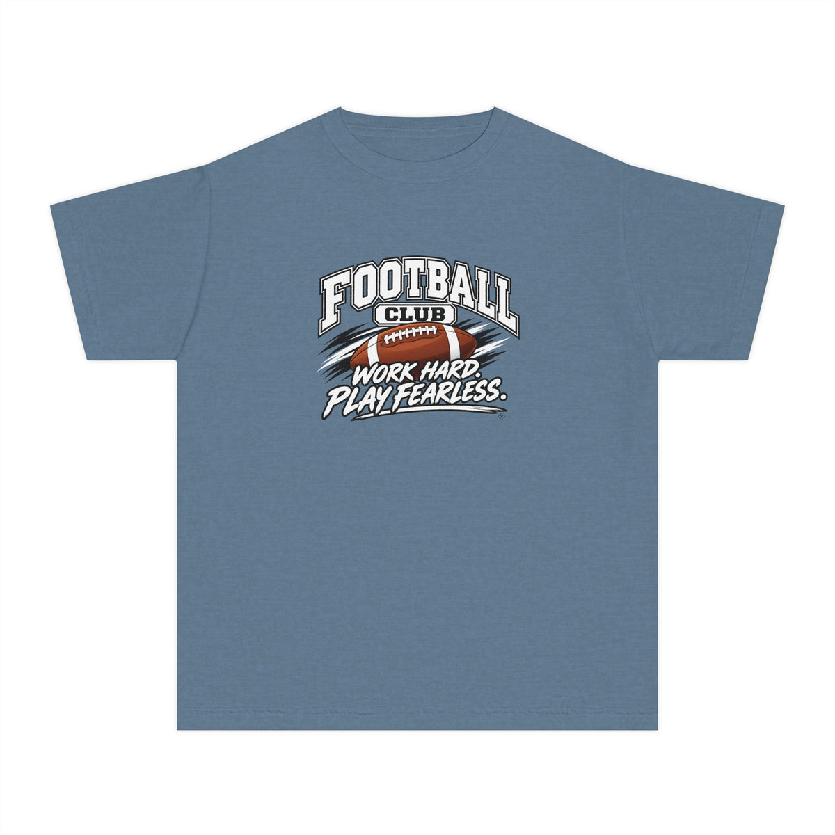 Football Club Youth T-Shirt | Work Hard, Play Fearless | Kids Football Comfort Colors Youth Tee