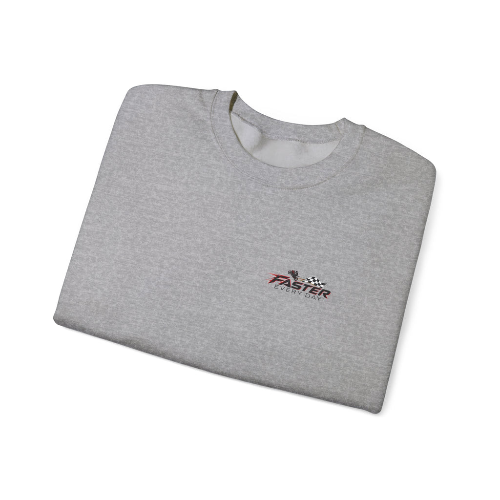 Fearless - Fear May Speak, But It No Longer Decides | Motorcycle Wheelie Sweatshirt | Front Logo and Back Print | Gildan Crewneck Sweatshirt