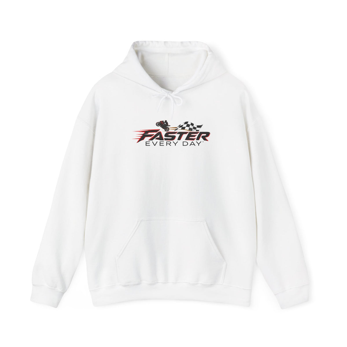 Faster Every Day Checkered Flag Logo Hoodie | Motorcycle Racing Gift | Gildan Hoodie