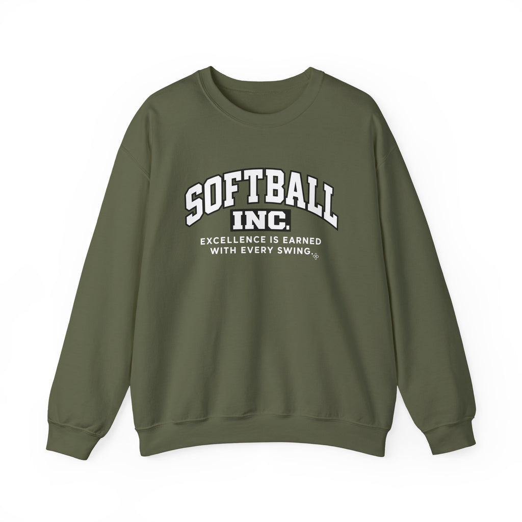 Softball Inc. Sweatshirt | Excellence Is Earned With Every Swing | Softball Gildan Crewneck