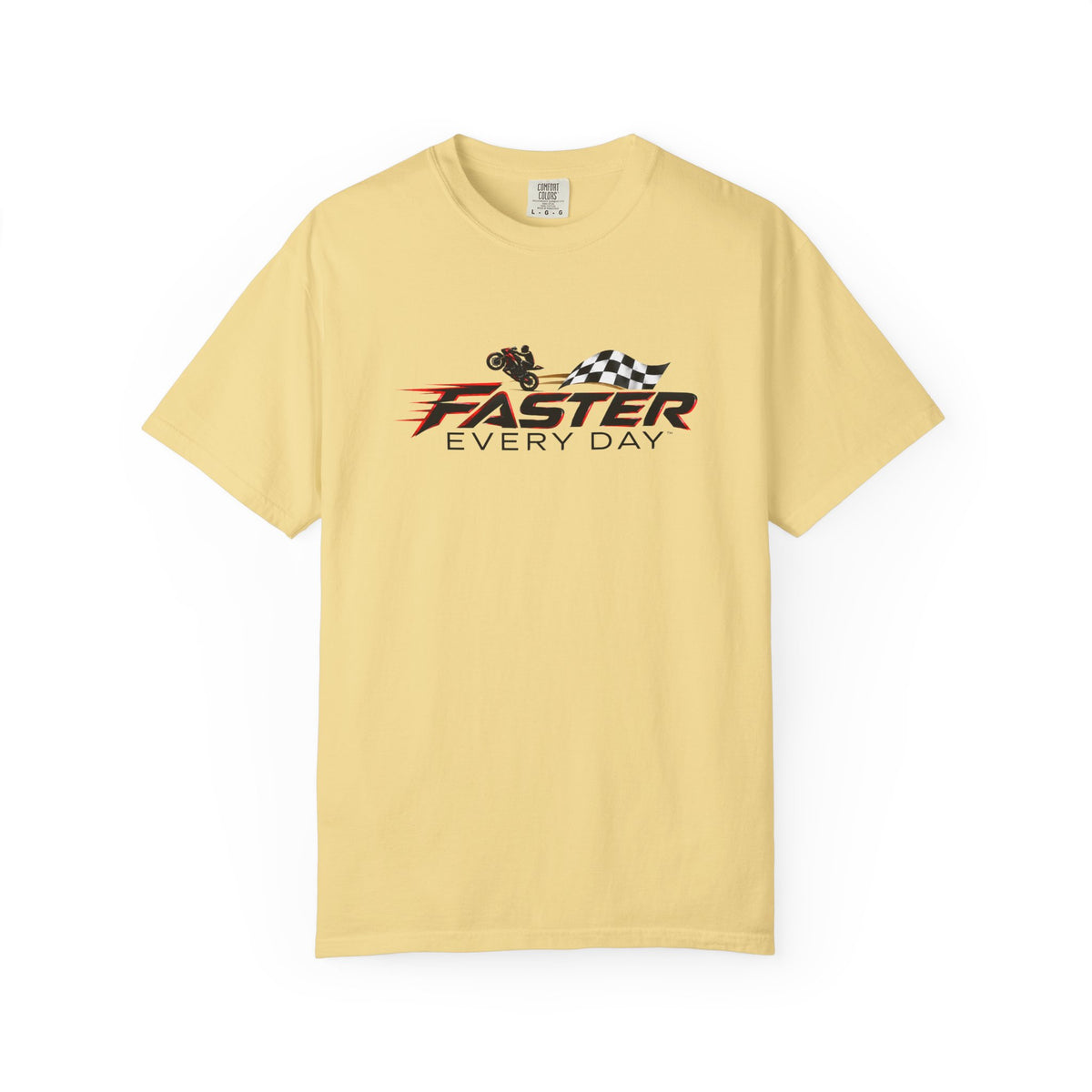 Faster Every Day Checkered Flag Logo Tee | Motorcycle Racing Shirt | Comfort Colors T-Shirt