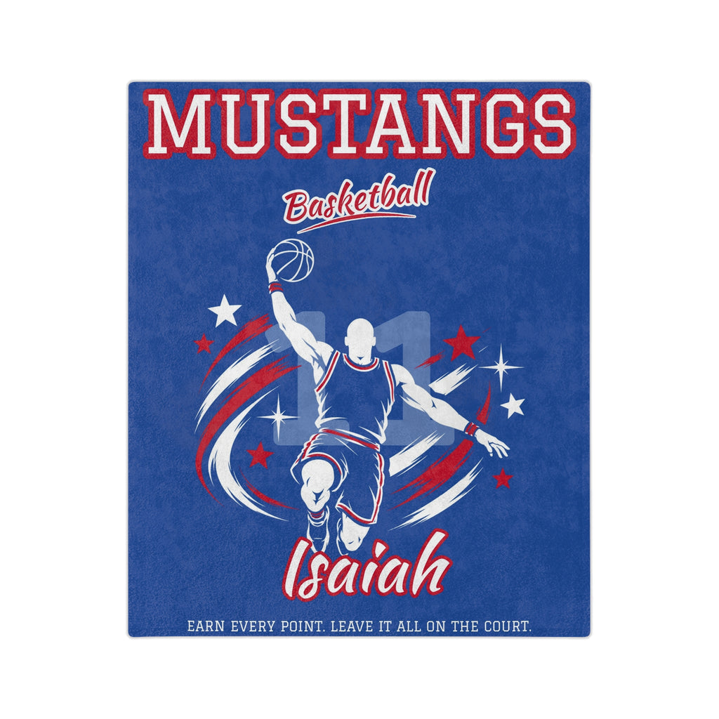 Personalized Basketball Blanket - Player Spotlight Design | Custom Team Name, Number & Player Name | 2 Styles, Your Team Colors | Plush Throw