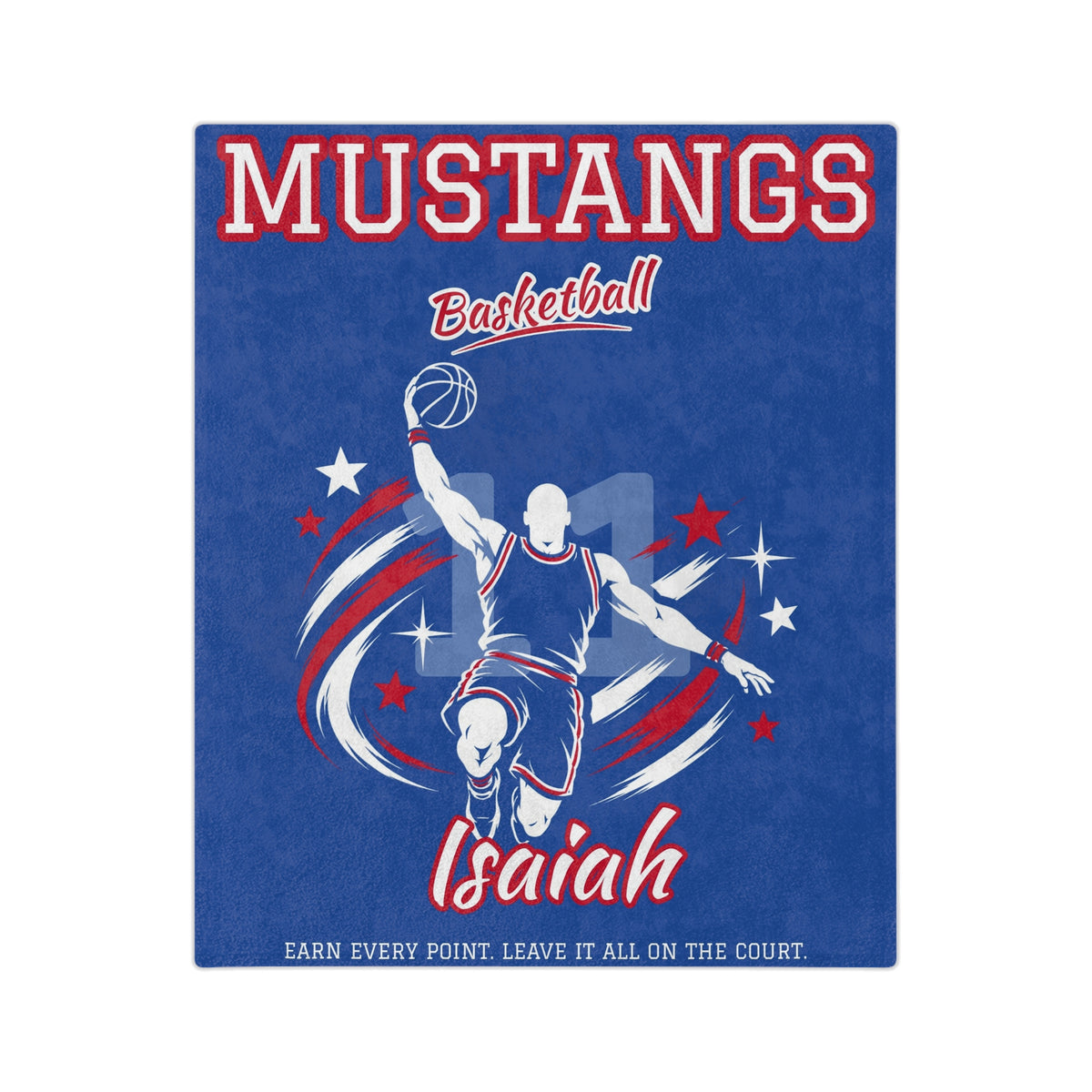 Personalized Basketball Blanket - Player Spotlight Design | Custom Team Name, Number & Player Name | 2 Styles, Your Team Colors | Plush Throw