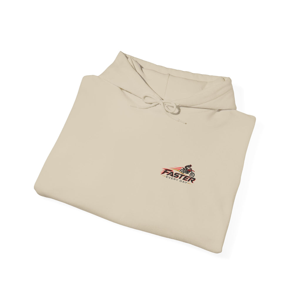 Faster Every Day Ride to Be Better Dirt Bike Hoodie | Front Logo and Back Print | Motocross Gildan Hoodie