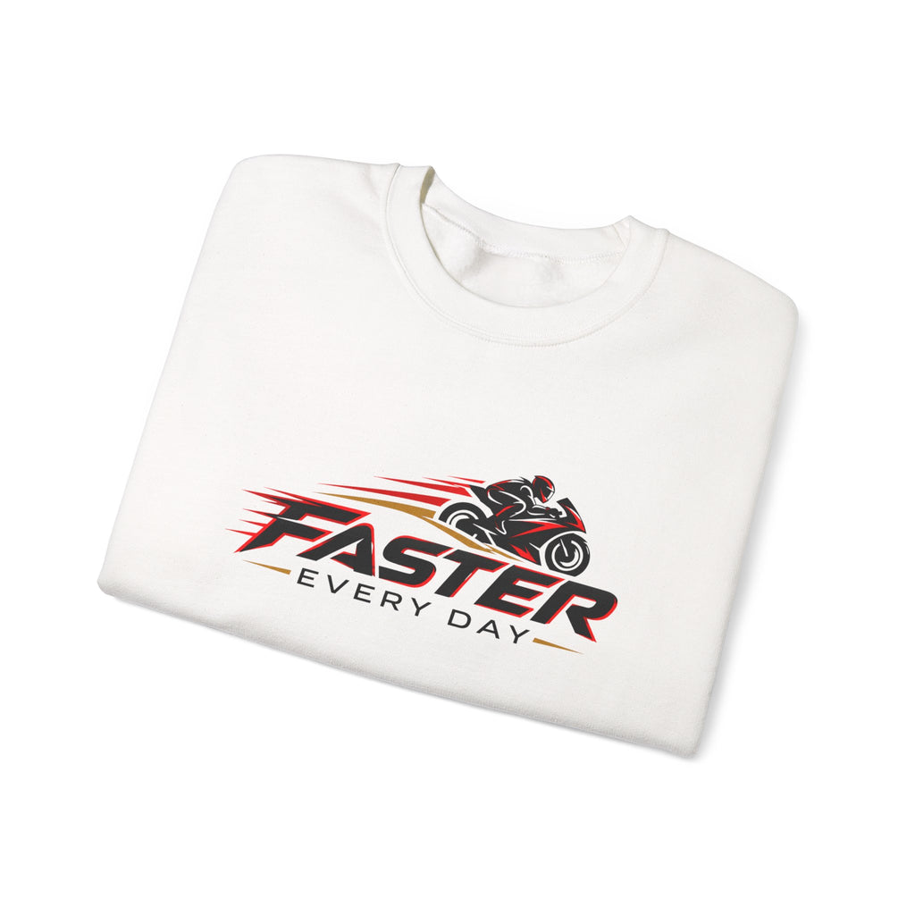Faster Every Day Sport Bike Logo Sweatshirt | Motorcycle Racing Gift | Gildan Crewneck Sweatshirt