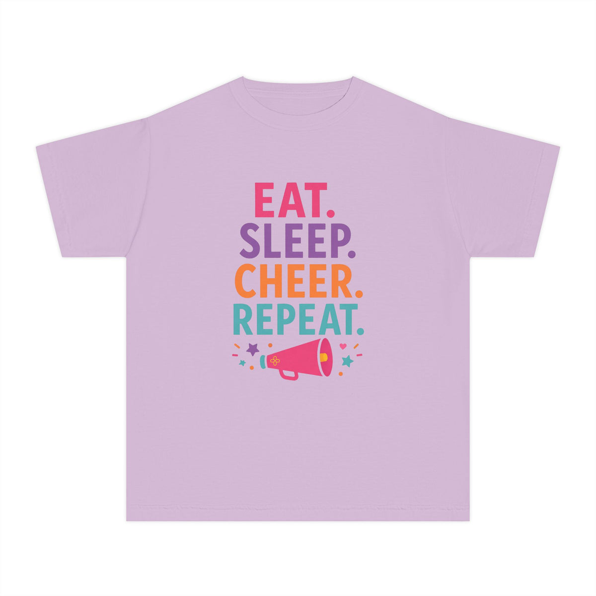 Eat Sleep Cheer Repeat Youth T-Shirt | Cheerleader Gift | Girls Cheer Comfort Colors Youth Tee