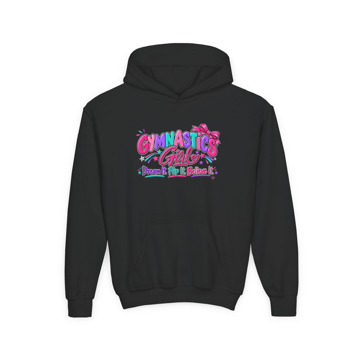 Gymnastics Girl Youth Hoodie | Dream It, Flip It, Believe It | Girls Gymnastics Youth Hoodie